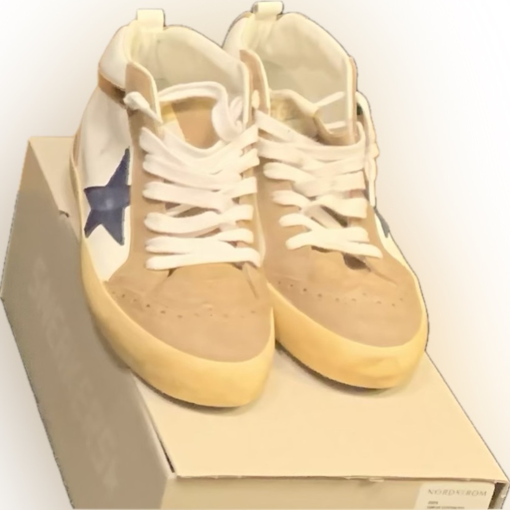 NEW Golden Goose Mid Star Sneaker
(Women)
7US / 37EU WHITE/ TOBACCO/ DK NAVY - Picture 2 of 4